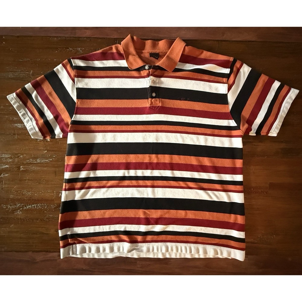 Vintage Y2K Kani Gold Striped Polo Shirt Mens 3X Karl Kani Short Sleeve